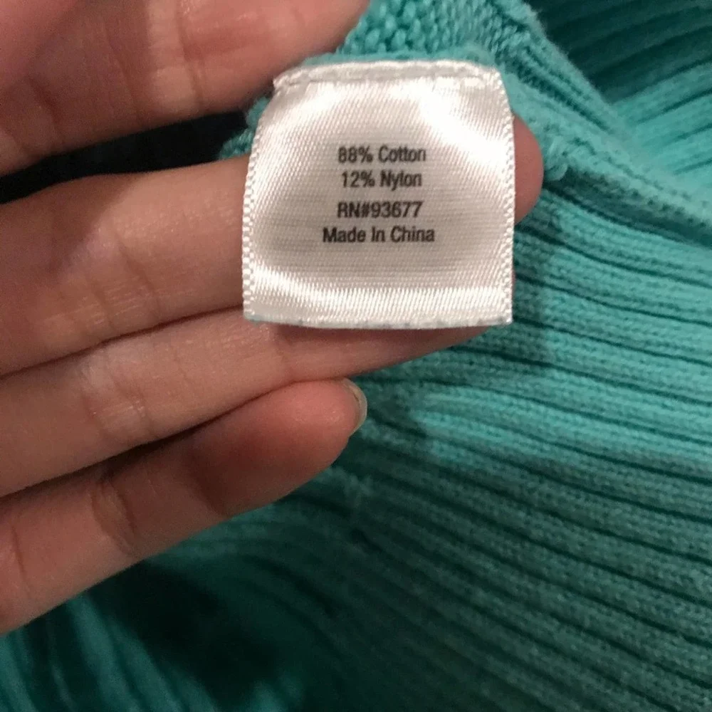 St. John's Bay Knitting Sweater V-Neck Teal Blue PS - Picture 7 of 9